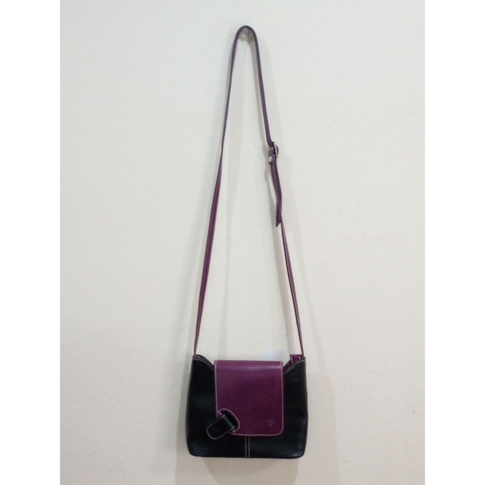 L'Artigiano Black And Purple Leather Crossbody Bag